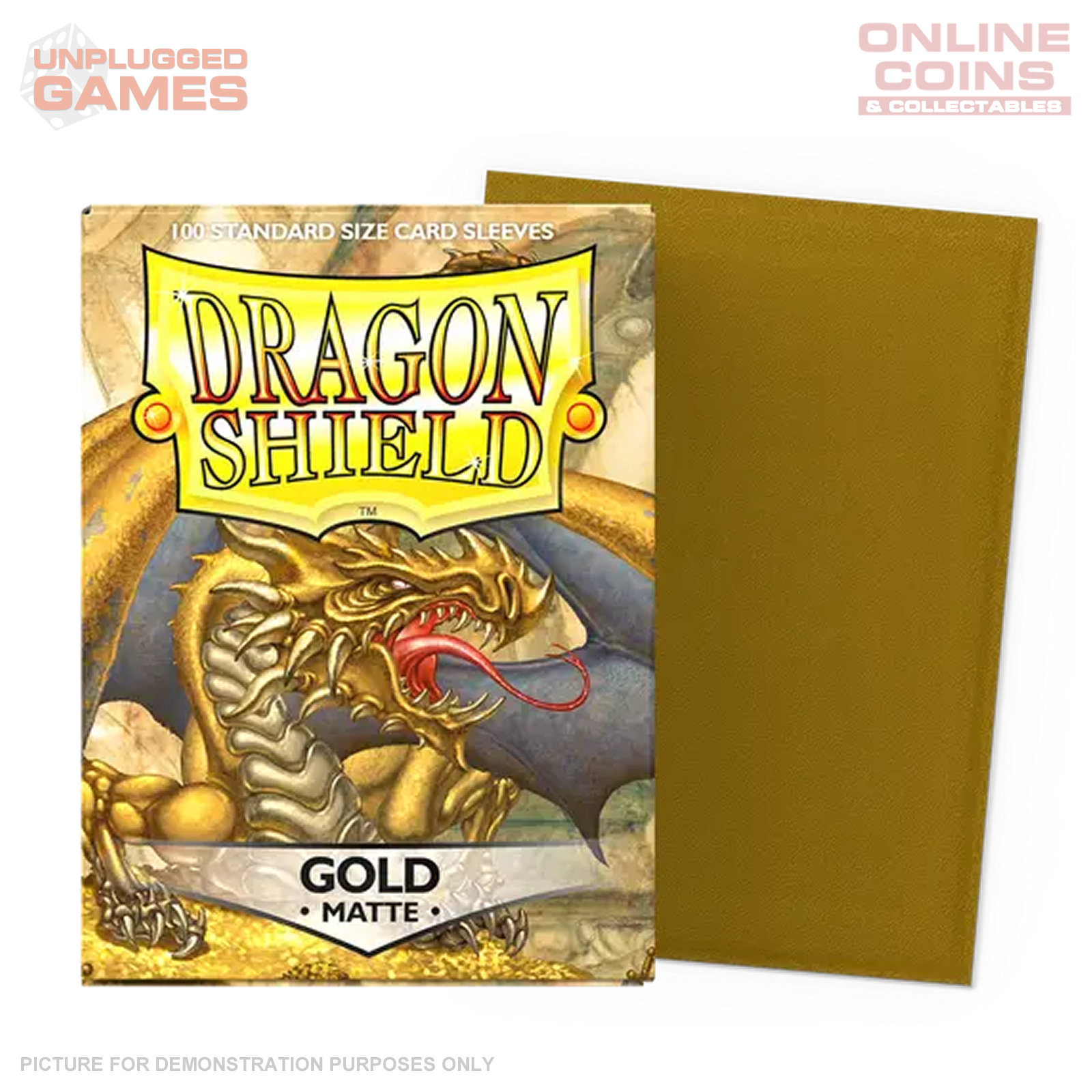 Dragon Shield 100 Standard Size Card Sleeves - Matte Gold